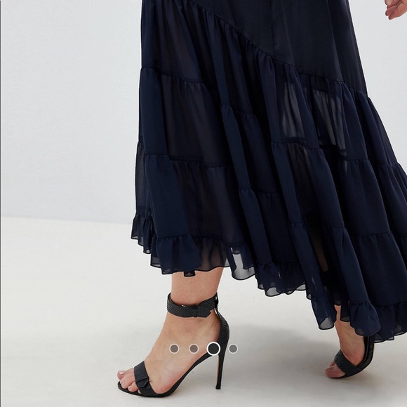 NWT ASOS CURVE Satin Mix Tiered Maxi Skirt sz 20 - Picture 4 of 5